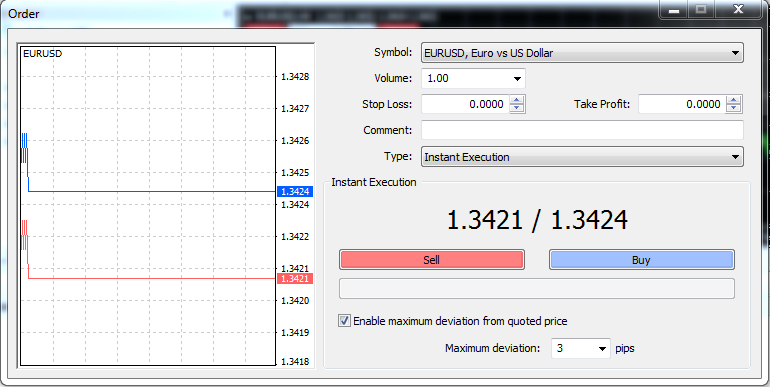 How to set a maximum deviation from a quoted price when opening an order