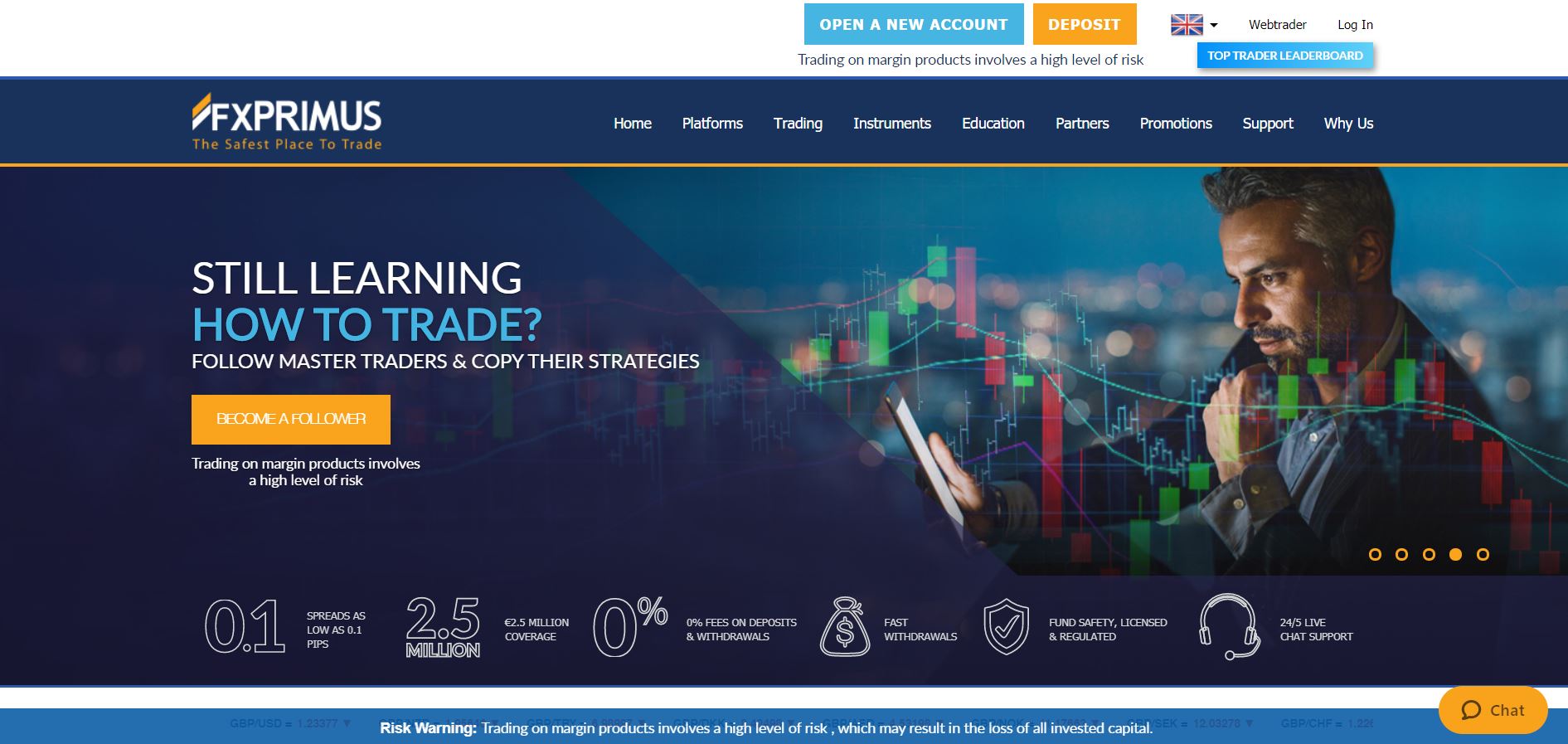 fxprimus official website screenshot forex cfd broker