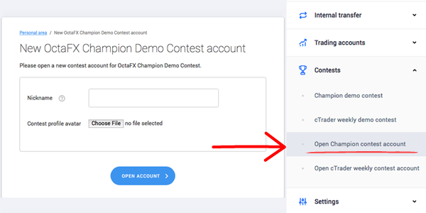 octafx mt4 metatrader4 demo trading contest account opening