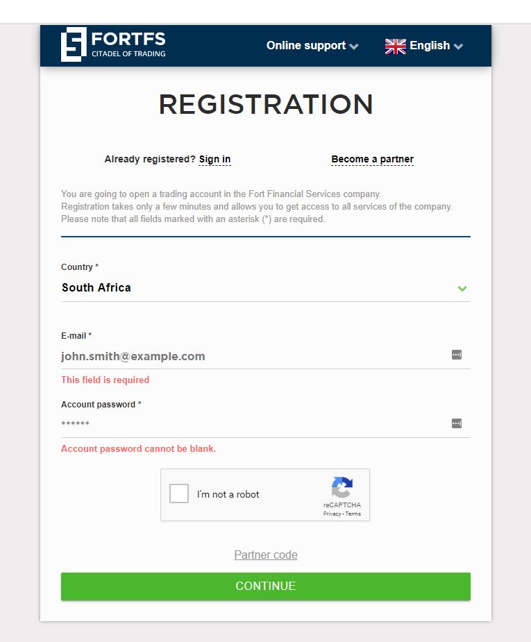 fortfs account opening registration