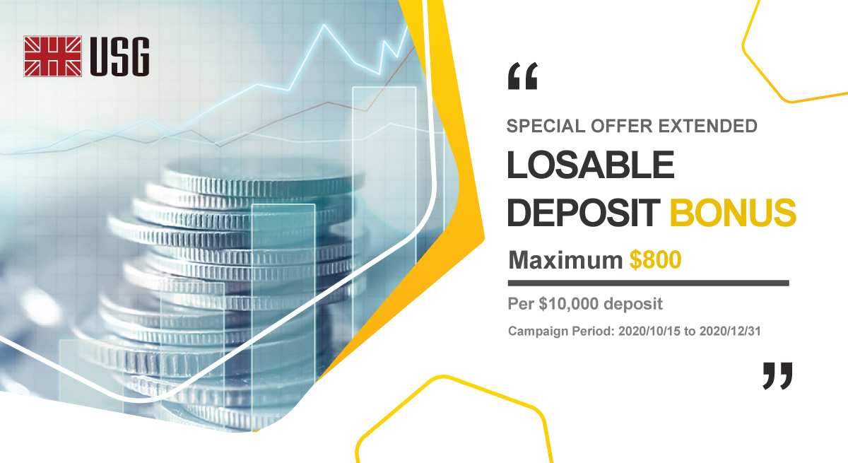 usgfx 5% to 8% losable deposit bonus