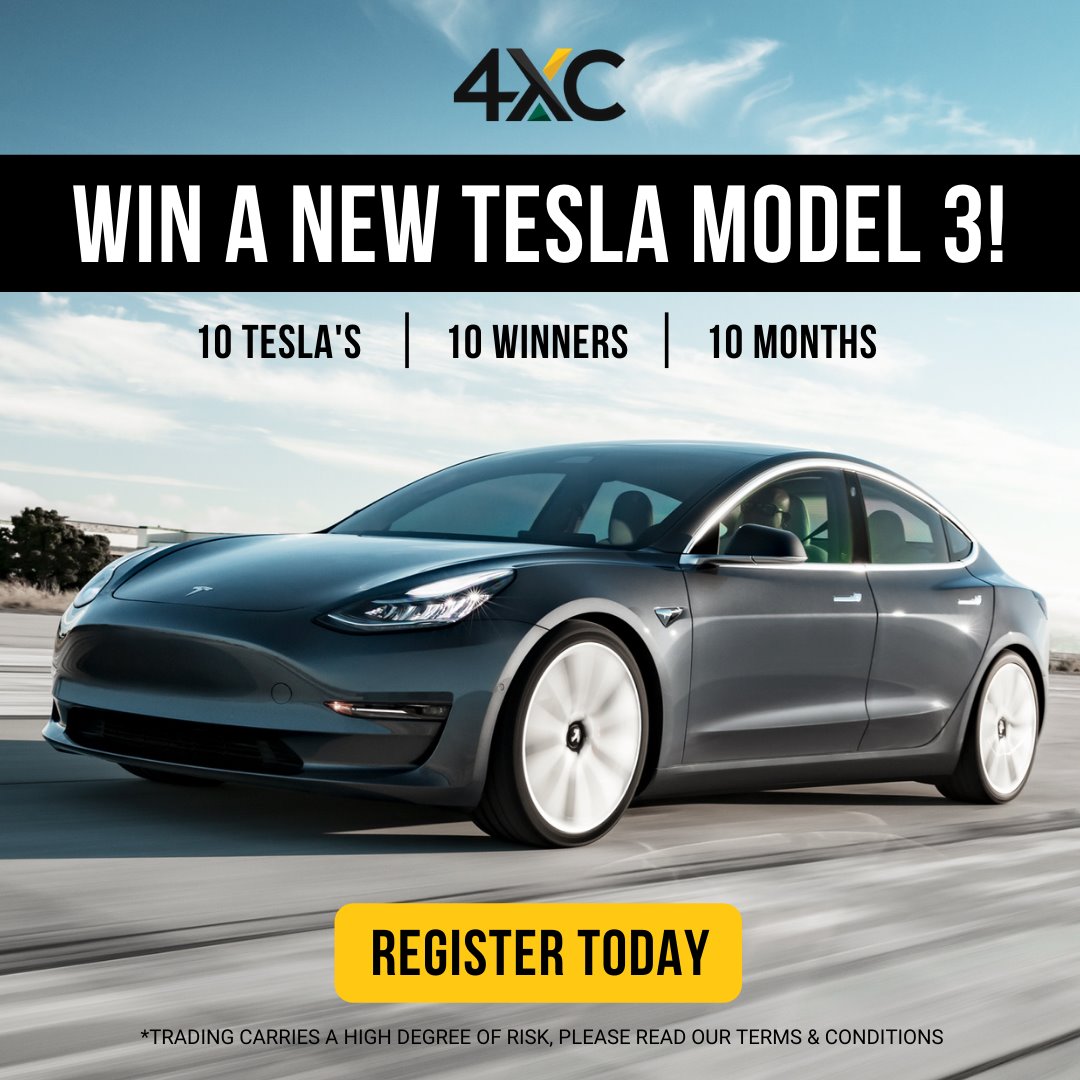 4xc everyone starts with $500 and win tesla model 3 or cash prize