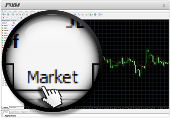 Launch your XM MT4 MT5 platform and access the MQL5 market by clicking on the Market tab of the tool window