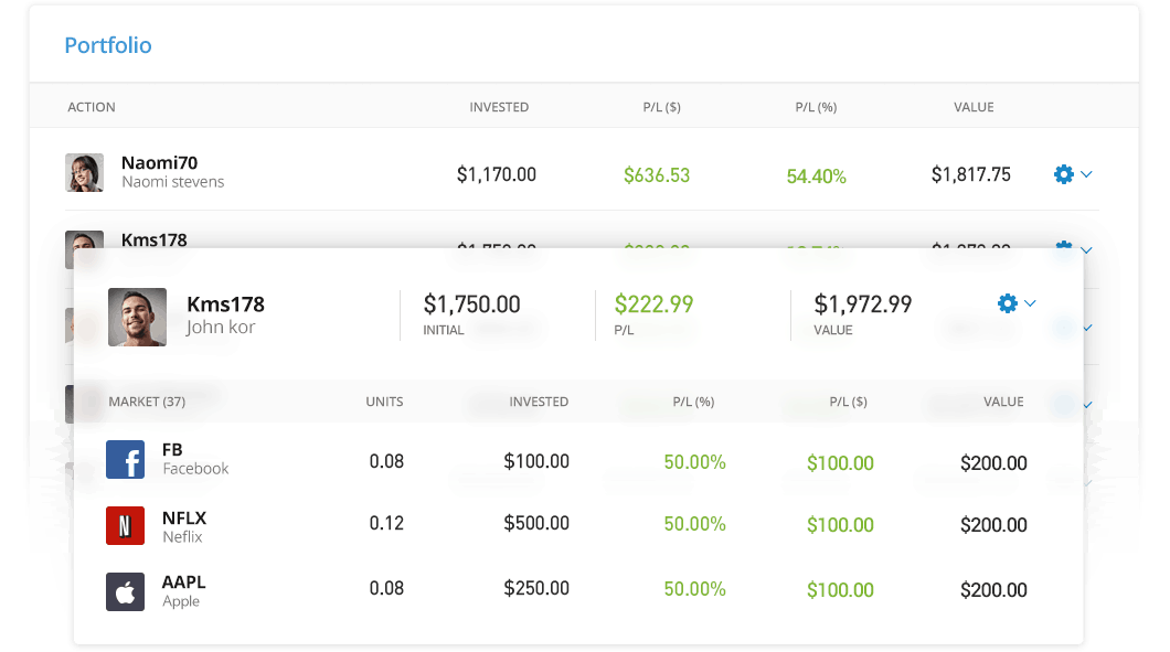 copy other traders' tradings through eToro's system