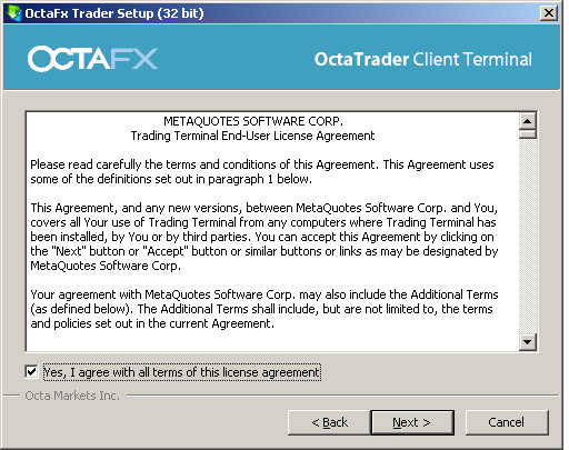 octafx Read the license agreement