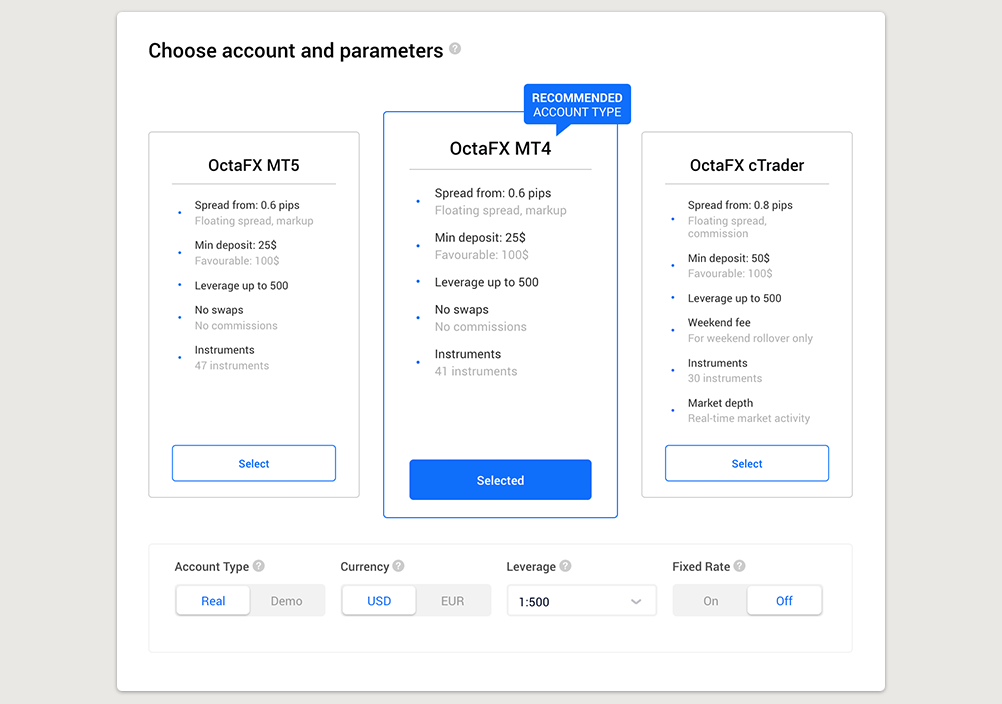 5. Select a trading platform.