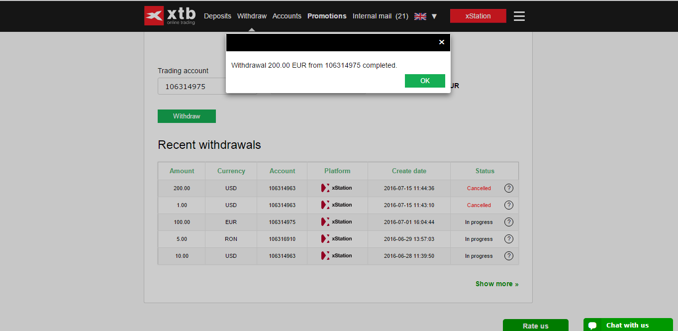 After having selected the account and choosing the amount to withdraw, the system will give you a confirmation of the process to be managed.