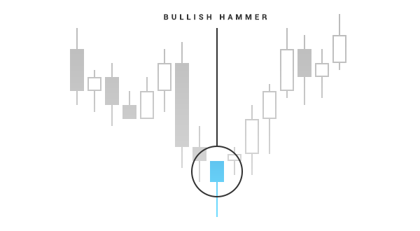 Bullish hammer - a candle that usually occurs at a turn of the downtrend.