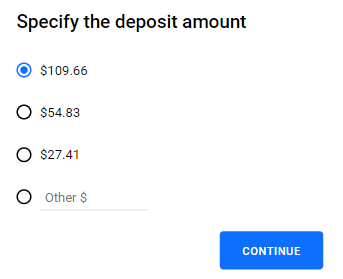 Step 2. Select a template or specify the deposit amount.