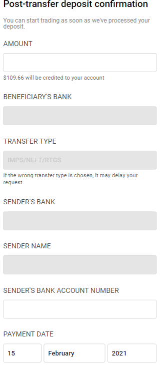 When done, notify OctaFX after the transfer.