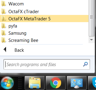 how to unsinstall octafx mt5 trading platform Click the start button