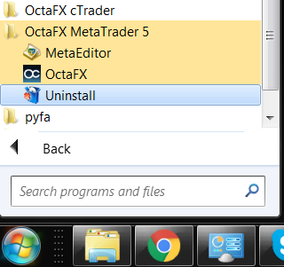 how to unsinstall octafx mt5 trading platform Click the uninstall icon