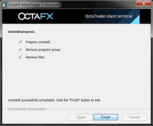 how to unsinstall octafx mt5 trading platform click finish