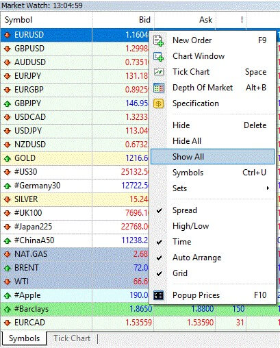 Learn how to use the market watch window in FxPro