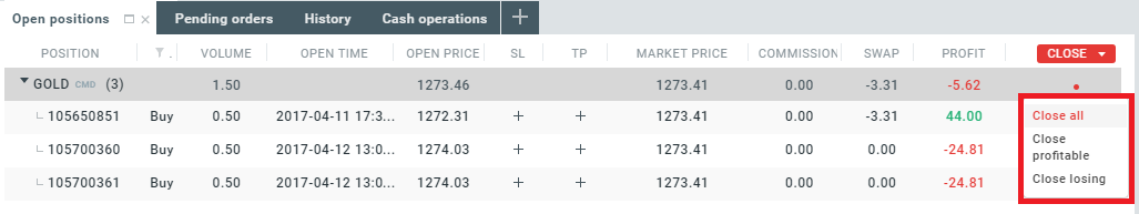 how to close positions on xtb xstation platform