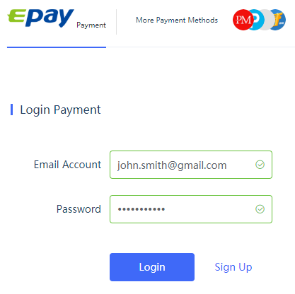 You will be redirected to the Epay payment system page.