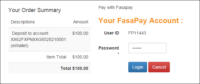 You will be redirected to the FasaPay payment system page.