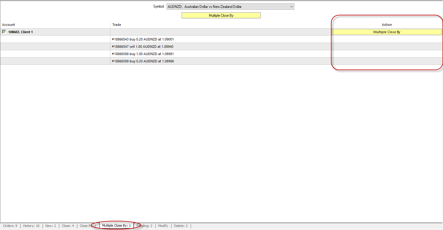 Closing multiple positions on Multi-Terminal