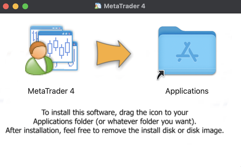 Drag the platform icon to the Applications folder and wait for the installation to complete.