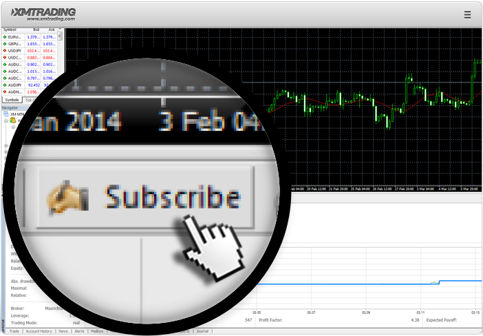 To subscribe to the signal, click the Subscribe button at the top of the Terminal area