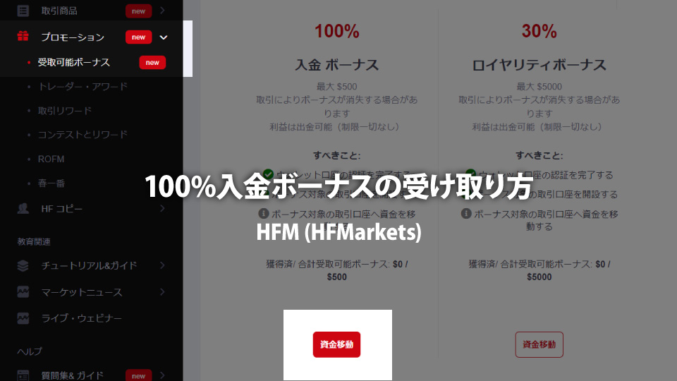 海外FX業者 HFM（HotForex）の100%入金ボーナスを受け取る方法！