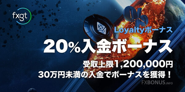 FXGT 20%入金ボーナス - ロイヤルティーボーナス