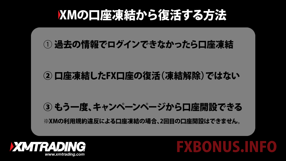 海外FX業者 XM / XMTrading（エックスエム）の口座凍結・復活キャッシュバックの口座凍結とは？凍結解除、復活の方法は？