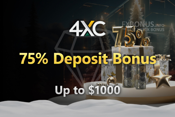 Only for a limited time period, 4XC is offering a 75% Deposit Bonus up to $1000!